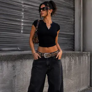 Rhinestone Leopard Print Wide Waist Belt