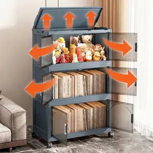 Tier Stackable Plastic Storage Bins with Lids , Collapsible Closet Organizers and Storage with Wheels for Living