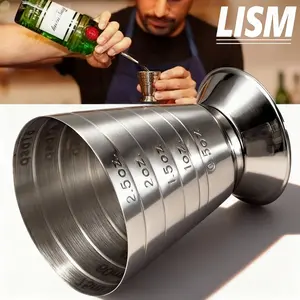 Stainless Steel Cocktail Jigger with Measurements, Professional Bartender Tool, Precise Shot Measure for Spirits, Wine & Drinks, Bar & Home Kitchen Essential, Utensils