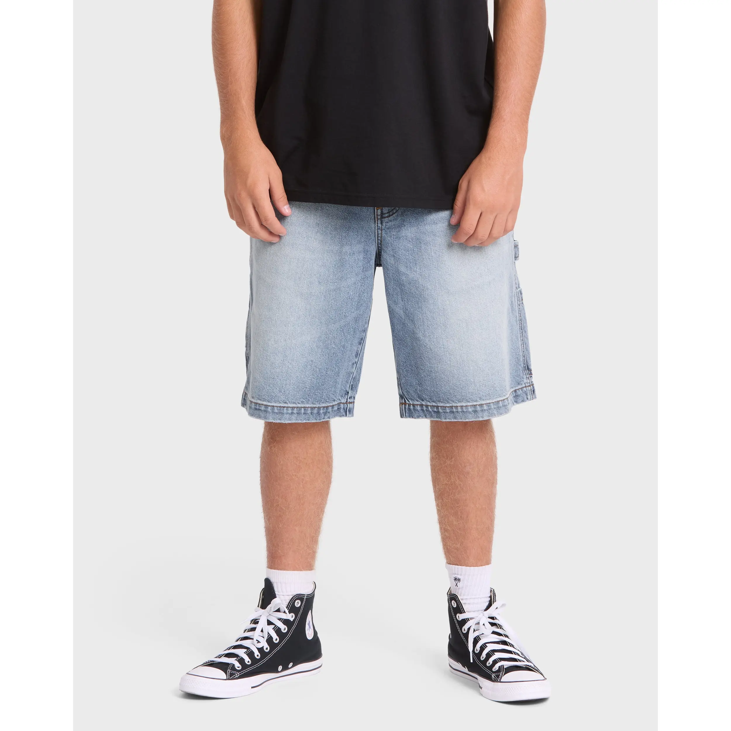 Bad Dog Workwear Denim Shorts - Bleached Blue Wash