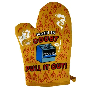When In Doubt Pull It Out Oven Mitt Funny Baking Sarcastic Chef Kitchen Glove Funny Graphic Kitchenware Bakeware Funny Food  Novelty Cookware Orange