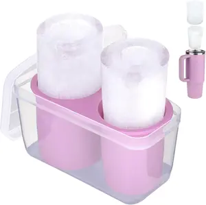 Ice Mold for Stanley Cup 30oz Lilac Silicone Ice Cube Tray with Lid & Bin Easy Release Cylinder Ice Cube Maker 1 Pack Utensils Stackable