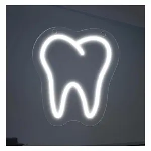 Tooth Neon Light Sign Dental Room Dental Hospital Dental Clinic Sign Neon Lamp Wall Bedroom Decoration 12.93x15cm