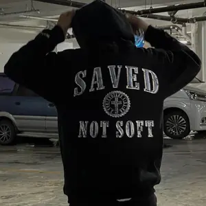 SAVED NOT SOFT Christian Hoodie & Pullover Sweatshirt, Double Sided Christian Sweatshirts, Faith-based Hoodie, Jesus Pullover Sweater