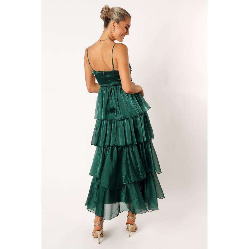 Jace Tiered Maxi Dress - Shimmer Emerald