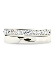 Sterling Silver Jackie CZ Stacking Ring Set of 2