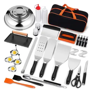 42 PCS Griddle Accessories Kit for Blackstone, Flat Spatula Set with Enlarged Spatulas, Melting Dome and Burger Press,  Outdoor BBQ Kitchen Utensils