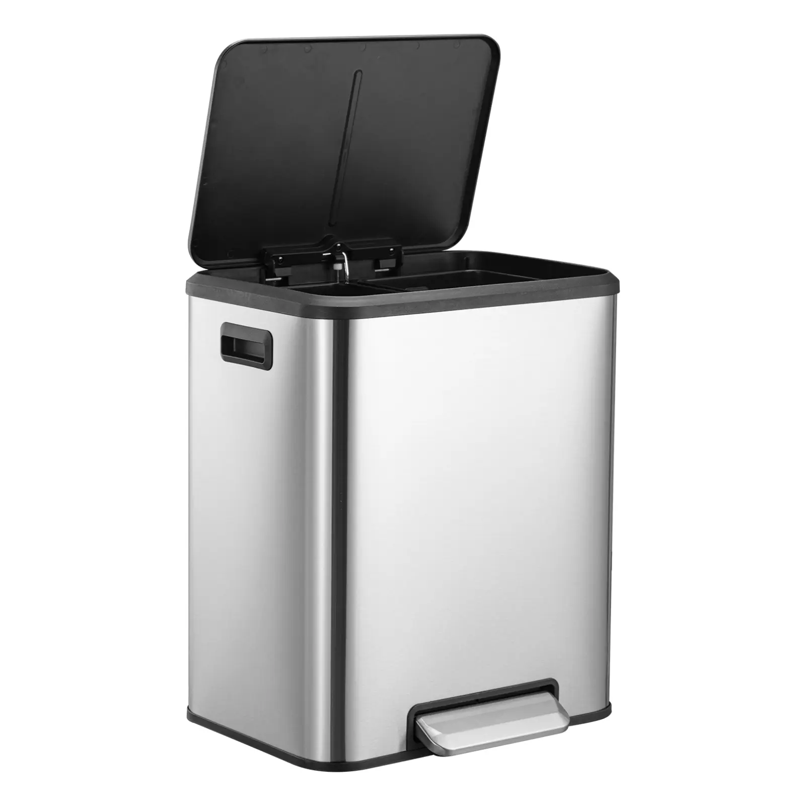 🚮 Hands-Free Dual Trash & Recycling Bin! 8 Gallon Stainless Steel – Soft-Close Lid, 2 Removable Buckets & Pedal – Perfect for Kitchen, Office or Bathroom ✨, Metal, Recycling Bin Trash Can, 8Gal