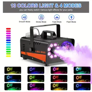 Fog Machine with Disco Ball Lights & 13-Color RGB Effects Heavy-Duty Portable Smoke Machine for Wedding Party DJ Stage Photography Auto Spray Wired Wireless Remote Controls Fog Fluid Not Included