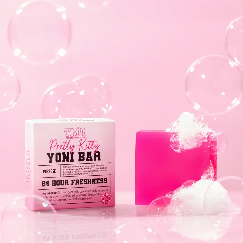 Pretty Kitty Yoni Bar - pH Balancing Herbal Fresh Feminine Cleansing Bar with Sunflower, Almond, Ylang Ylang & Lemongrass Oils - Non-Toxic, Mineral Oil-Free Organic Intimate Wash for Women (Feminine Balance Intimate Washes & Wipes)