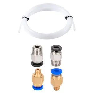 1.5m White PTFE Bowden Tubing for 1.75mm Filament with 2 count PC4-M6 Fittings and 2 count PC4-M10 Pneumatic Fittings for  Ender 3/3 Pro, Ender 5/5 Pro, CR-10/10S  Printer, etc