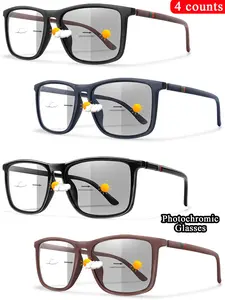 4 Piece Fashion Photochromic Glasses Set, Unisex Trendy Accessories, Photochromic Sunglasses, Music Festival Party Wear, Daily Casual, Halloween Gift, Valentine's Day Gift