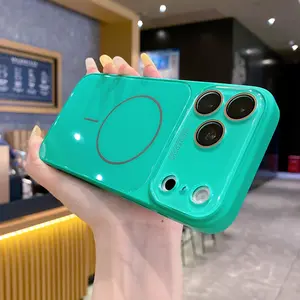 Fresh Candy Color Design Glass Back Panel Magnetic Phone Case for iPhone 17 16 15 14 Pro Max HD Lens Film Protection Anti-Fall Anti-Collision Multiple Colors Protective Protector