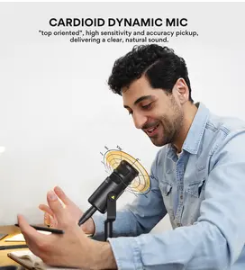 Maono PD100 XLR Dynamic Microphone with Portable Sturdy desktop, good audio quality for podcasting, vocal recording, streaming,  widely compatible with PC, laptop, computer, audio mixer.