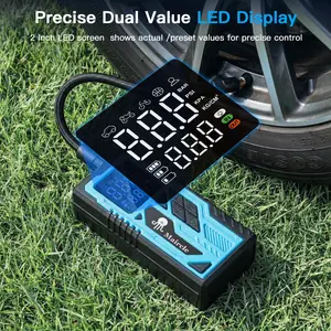 Cordless Tire Inflator Portable Air Compressor, 150 PSI Air Pump for Car Tires, 8000mAh Tire Pump with Pressure Gauge, LED Light, Auto-shutoff for Bicycle Bikes Motorcycles Balls