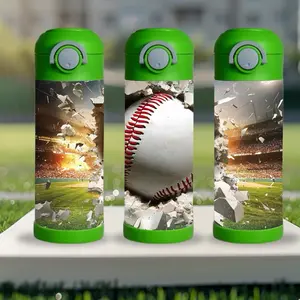 Baseball 3D 12 oz kid Tumbler - BPA Free, stainless steel, Leak proof, durable, with clear lid