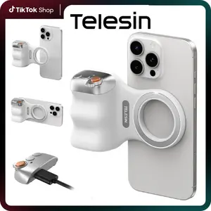 TELESIN Upgraded Magnetic Phone Grip with USB-C Rechargeable Remote, 3KG Strong Magnet Camera Handle for Outdoor Sports Soccer Season, Vlogging, Steady Shots for iPhone, Android,Samsung, Mother's Day Gift