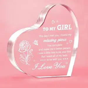 To My Girl Gifts for Girlfriend, Girlfriend Birthday Gifts Ideas, To My Girl Heart Shaped Acrylic Block, I Love You Presents for Her, Valentines Day Christmas Idea for Her Girlfriend Wife, Birthday Acrylic