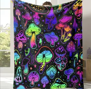 Colorful Mushroom Pattern Blanket, Soft Comfortable Napping Throw, Room Blanket, Warm Nap Blanket for Home Office Sofa Bed Couch, Halloween, Lightweight Cozy Blanket  holiday gift Dream Weave Home