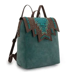 Montana West Western Backpack for Women with Turquoise Embroidery and Studded Accents