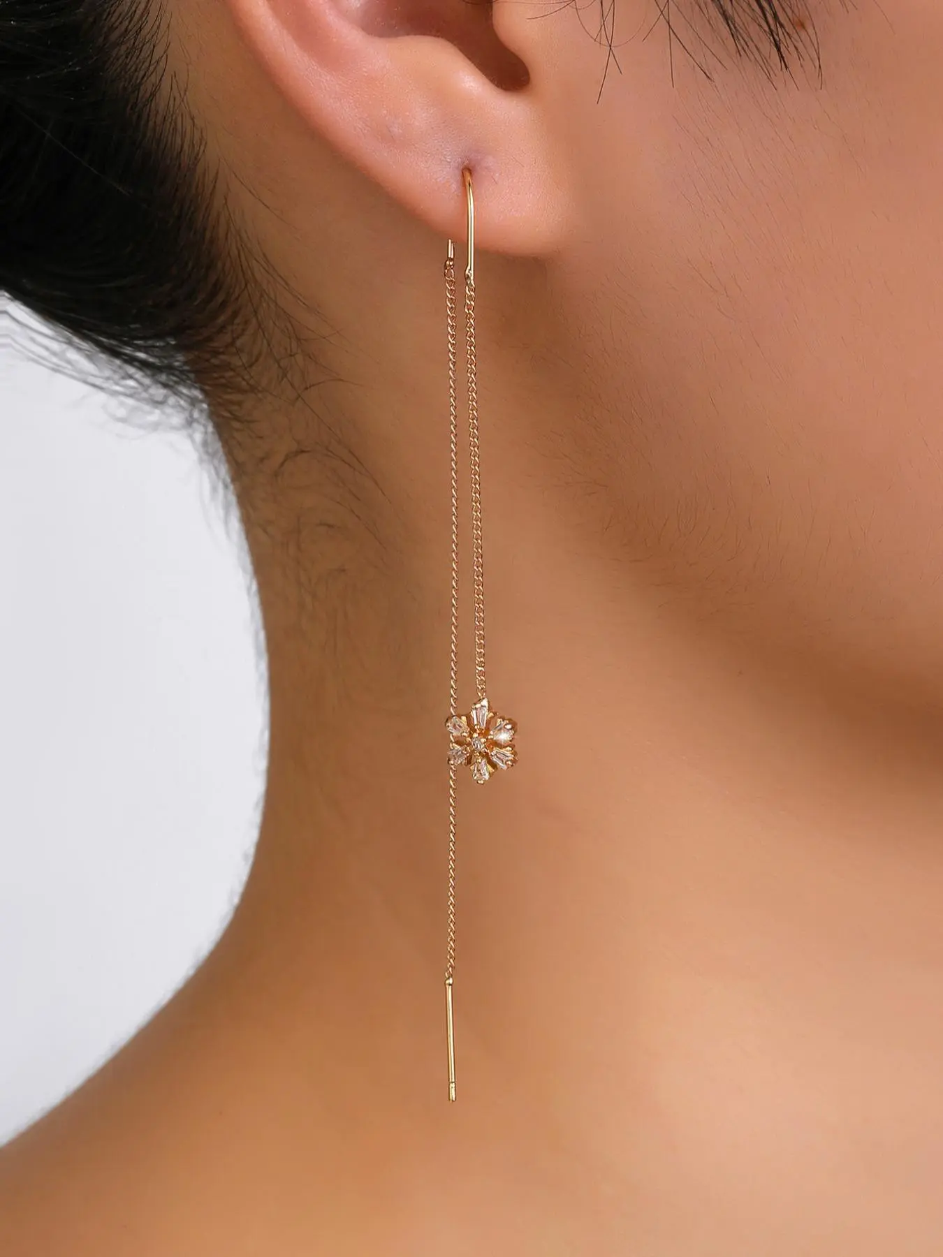 Elegant Snowflake Rhinestones Design Chain Dangling Earrings, 1 Pair Bridesmaid Fashion Jewelry for Party, Daily Clothing Decor, Trendy All-match & Exquisite Jewelry for Birthday Gift, Dainty Fashion Jewelry