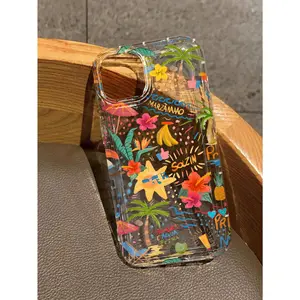 Transparent phone case with a summer coconut tree and hibiscus print, compatible with Apple iPhone 17/16/15/14/13/12/11/X/XS/XS Max. A perfect holiday gift for friends, family, and yourself.