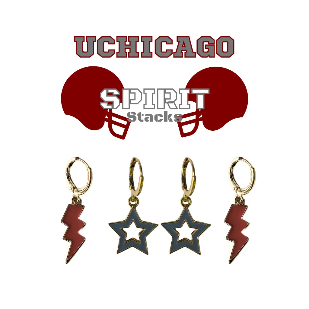 University of Chicago Spirit Earring Stack For Maroons Game Day
