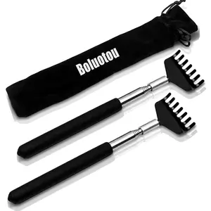 2 Pack Portable Extendable Back Scratcher Stainless Steel Telescoping Back Scratcher with Soft Rubber Handle & Elegant Present Packaging huijie007