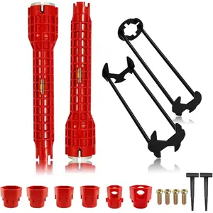 Multifunctional Kitchen Faucet Sink Basin Wrench, Kitchen Drain Tub Removal nut Plumbing Plumber, 8 in 1 and 14 in 1 Four-jaw Hex Wrench, for Tight Spaces Installation and Repairs Tools