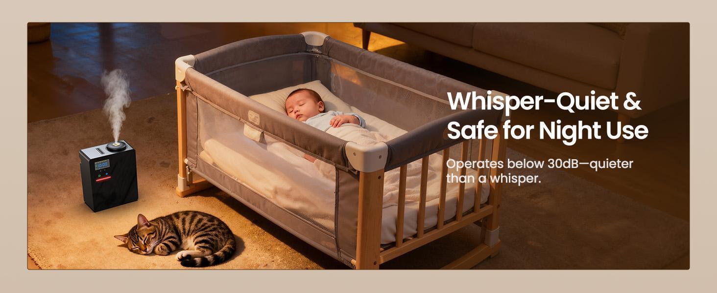 Waterless Essential Oil Diffuser 5000 Sq.Ft Coverage for Large Home, Hotel, or Office, 200ml Cold Air Scent Diffuser Machine with Bluetooth App Control, Quiet No-Heat HVAC Fragrance Diffuser