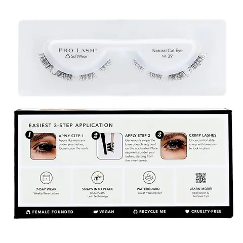 Pro Lash SoftWear Clean Girl Mini Fluffy Cosmetic Makeup Kit - Natural-Looking, Lightweight, Waterproof Eyelash Extensions - 7+ Day Long-Lasting Single Set False Lashes