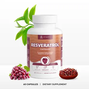 [Vitanity] Resveratrol Capsules – High Strength 600mg Antioxidant Support, Cellular Health & Immune Function, Vegan, Gluten-Free, 60 Capsules