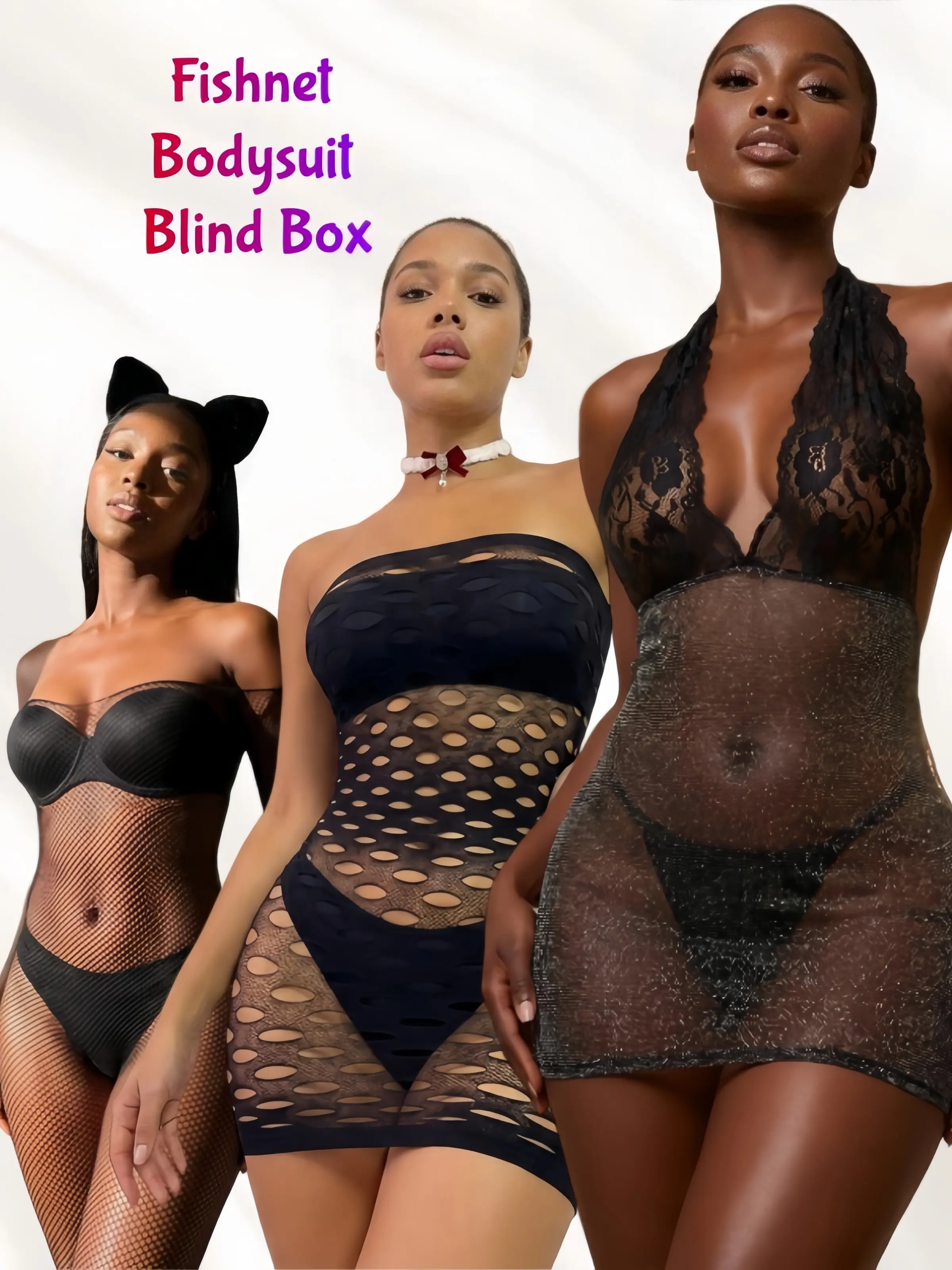 4 Sets Spicy Lingerie Fishnet Bodysuit Mesh Jumpsuit Lucky Box Lingeries Mesh Onesie Underware NetLingeries Bodystocking | Lace Lingerie | Elastic Plus-size Friendly Breathable Plus-size Friendly | Womenswear Bodysuits minimalist style Anniversary  Sheer