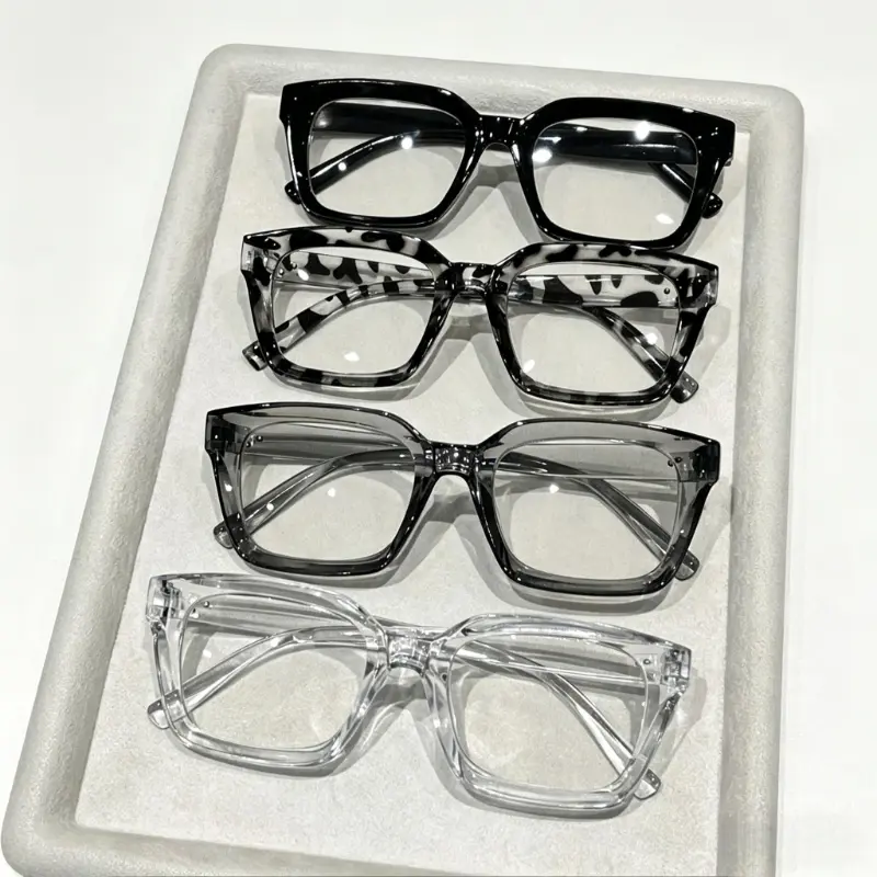 4-Pack Unisex Trendy Square Frame Non‑Prescription Glasses, Stylish Casual Clear Lens Eyewear for Daily Wear & Outdoor Fashion outdoorfun,summerwins