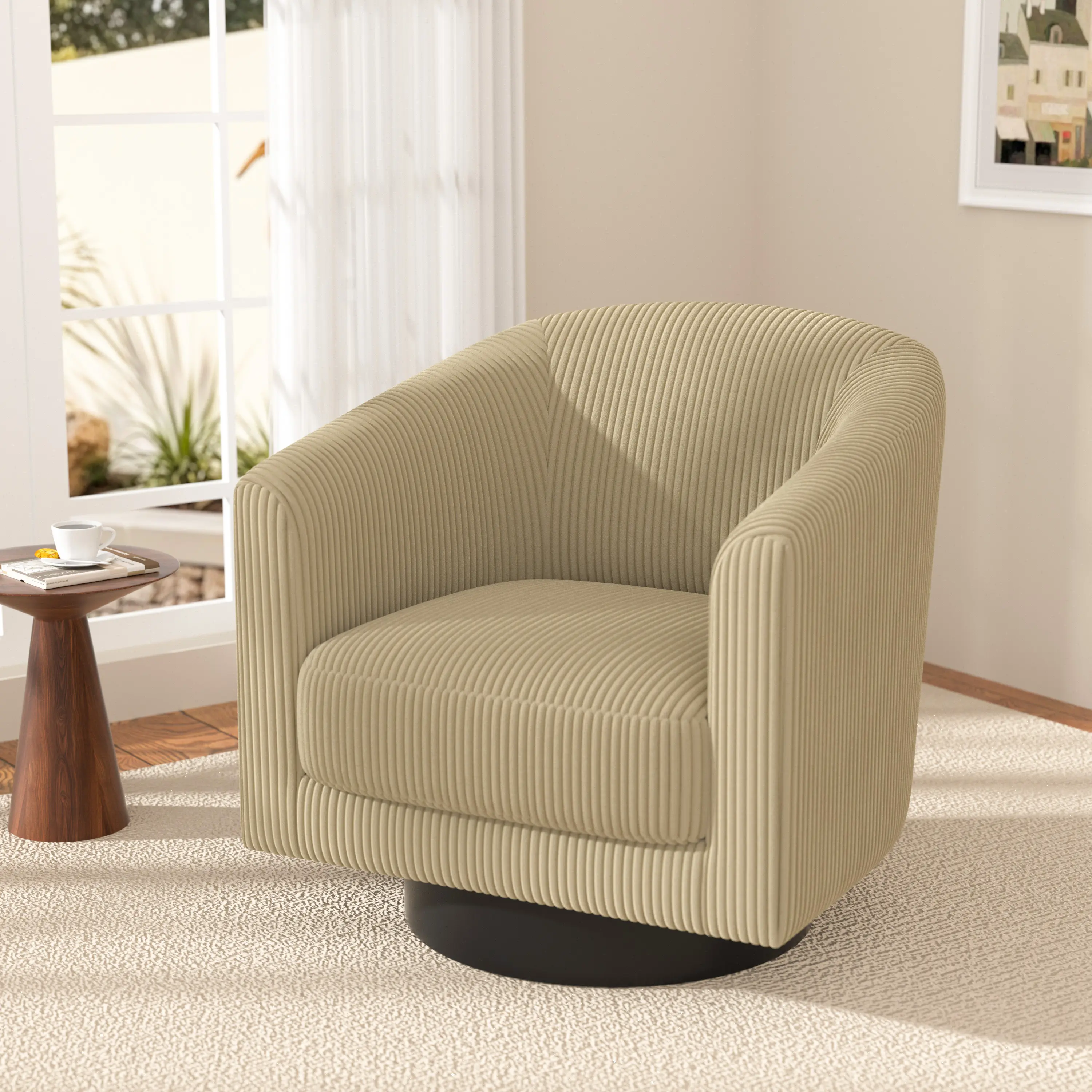 Camel Beige Premium Swivel Accent Chair – Plush Comfort & Modern Style Camel Beige Premium Swivel Accent Chair – Plush Comfort & Modern Style