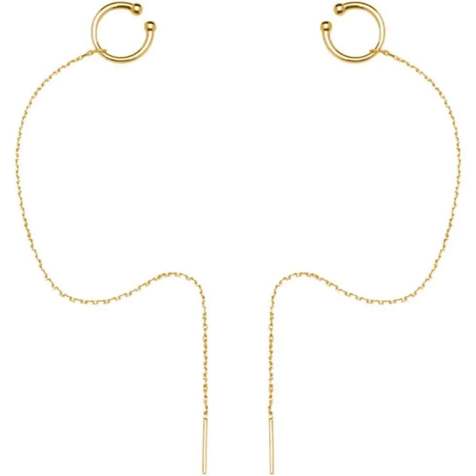 Sterling Silver Cuff Earrings and Chain for Women - Crawler and Wrap Climber Earrings