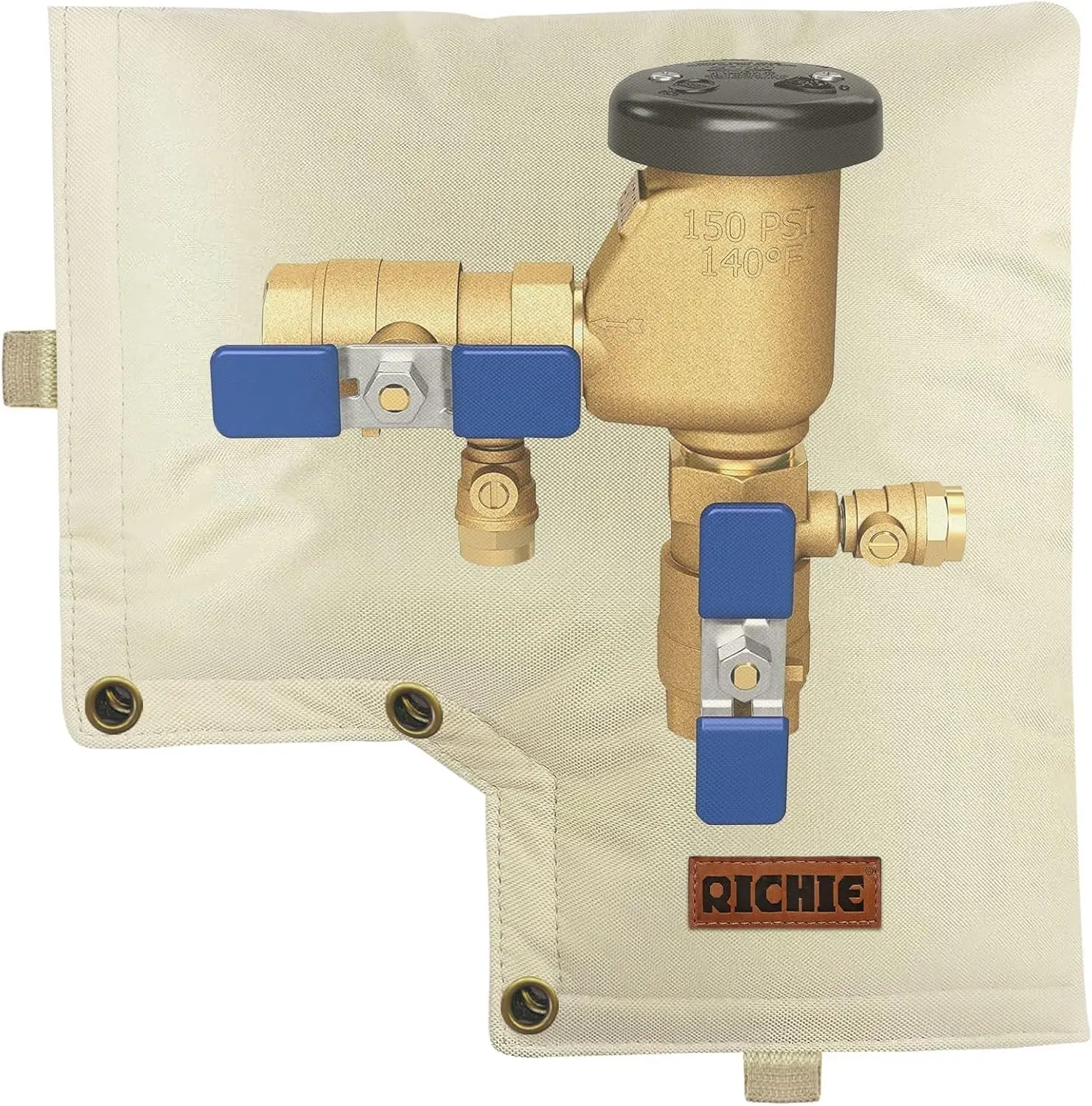 Backflow Preventer Insulated Cover (5°F) for Winter Freeze Protection, 13" Wx12 H Thickened Pressure Vacuum Breaker & Well Pump Cover, Outdoor Waterproof Insulation Pouch for Sprinkler Valve, Beige