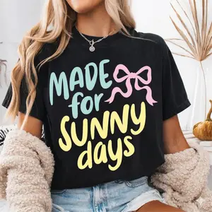 Comfort Colors® MADE for SUNNY days Preppy Oversized Tee | Coquette Summer Shirt