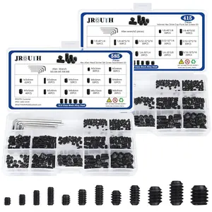 1000pcs Metric + SAE Set Screw Assortment Kit, Internal Hex Drive Cup-Point Allen Screws Set 12.9 Class Alloy Steel Grub Screw (M3-M8, 1/8"-40 to 5/16"-18)