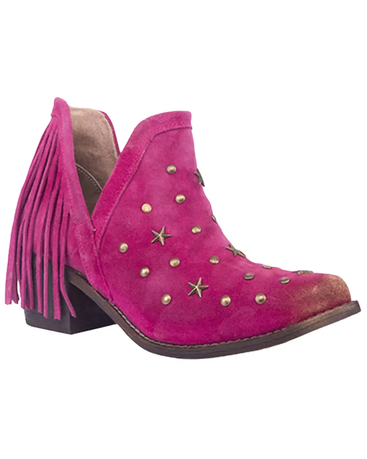 Circle G Women's Women'S Fringe Studded Roughout Booties Round Toe - Q0309