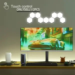 Hexagonal Touch Control LED Light USB Powered DIY Modular Ambience Atmosphere Night Light Wall Lamp Decorative Night Light for Bedroom Living Room Home Led Ambient Lighting