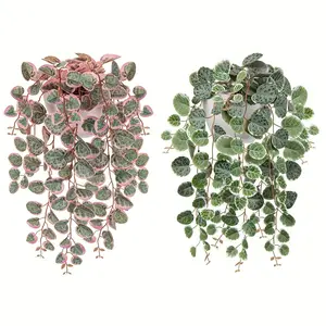 1pcs fake potted plant 18.5 inches (about 47cm) artificial heart-shaped plant artificial pink white Ceropegia Woodii plant suitable for home office table rack room decoration (without pot), Perfect for Thanksgiving