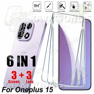 KAYKWONG'S 3-Pack HD Tempered Glass Screen Protector + 3 Camera Lens Guard, for Oneplus 15, High Transparency, Durable, Bubble-Free Installation, Accessories