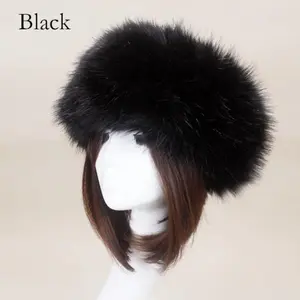Women Russian Style Plush Caps Thick Fluffy Fur Knitted Cap Winter Warm Earwarmer Caps  Faux Fur Headband, Plush Winter Ear Warmer, Soft Stretchable