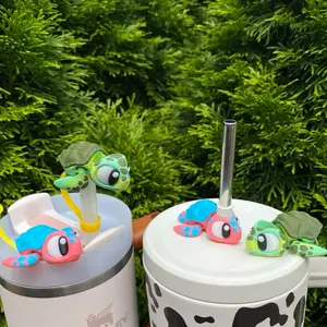 Freckled Sea Turtle Straw Toppers and Charms for Stanley Tumbers & 9.5mm Straws with Durable PLA Design - Stylish, Beverage