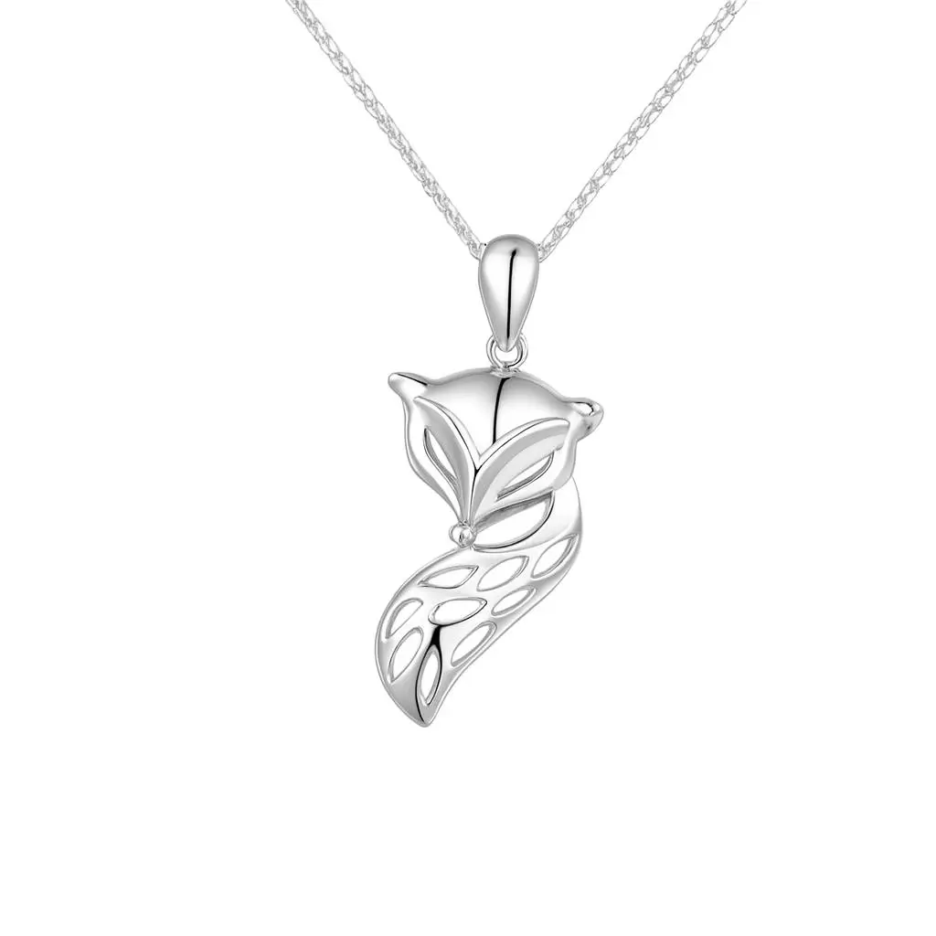 Fox Pendant Necklace — Silver-Tone Copper Design