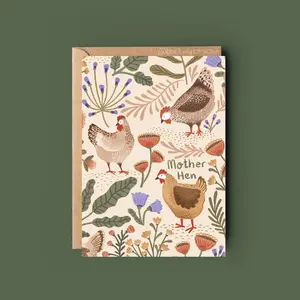 Mother Hen Mothers Day Card- Mum- Love You Mum- Matte thick recycled card Chicken