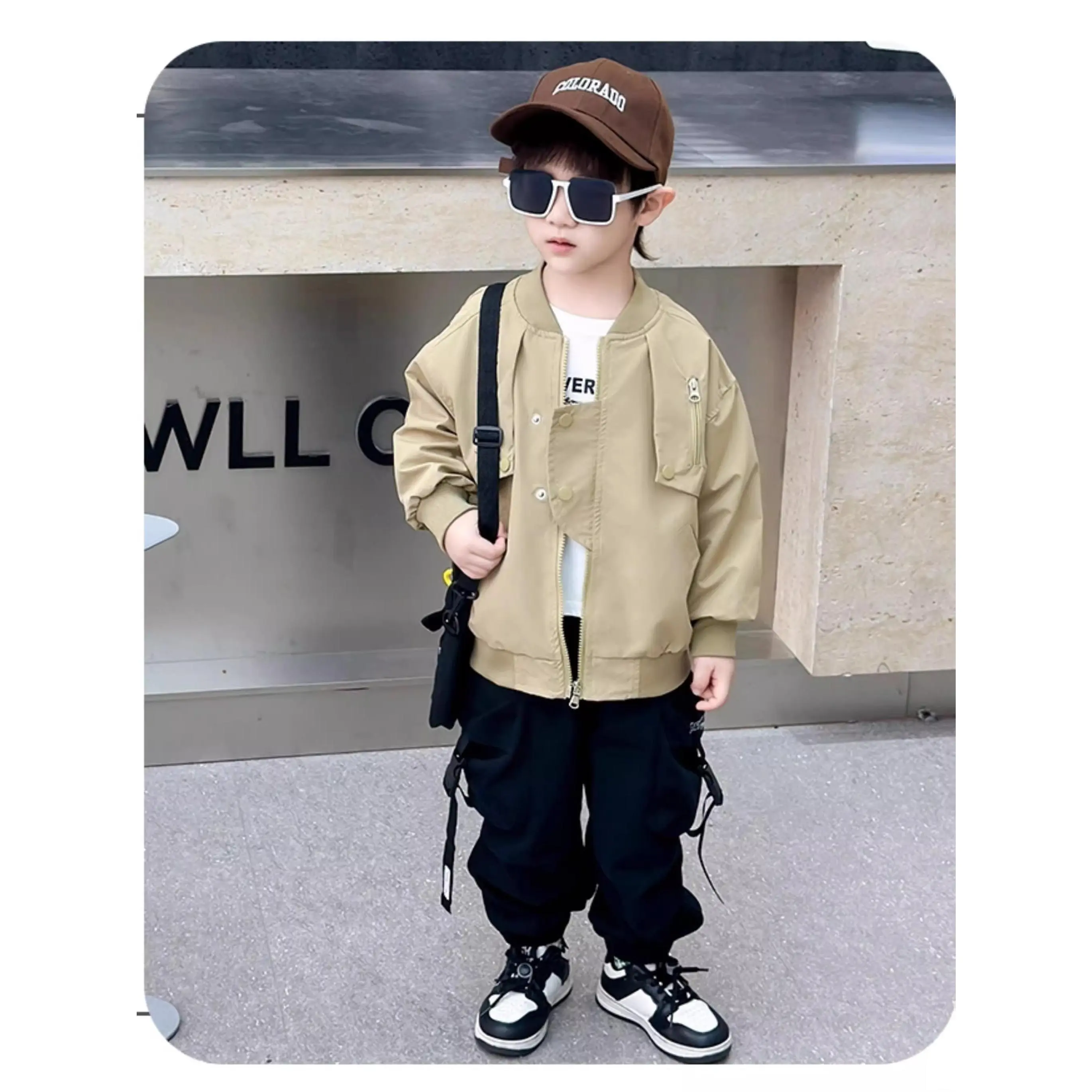 2025 New Boys' Baseball Jacket, Children-Sized Cool Spring/Autumn Outerwear (Under 12), Ideal for Back-to-School & Casual Looks, Hand or Machine Washable, Stylish Kids' Fashion Choice, Children-Sized Boys' Jackets