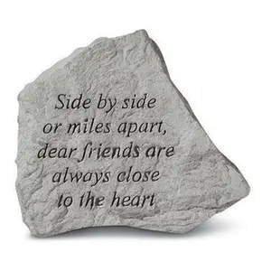 212 MAIN Engraved Text Stone Garden Accent - Wall-Mount Weatherproof Outdoor Decor, 5.25x4.5in, "Side By Side Or Distant"