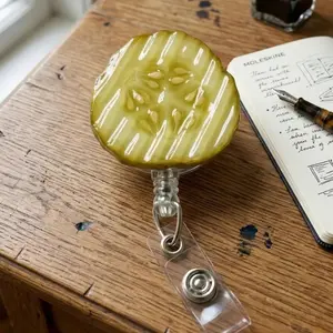 Cucumber Fruit Badge Reel, Retractable Id Holder, Cute Summer Produce Design, Kawaii Badge Clip Durable For Daily Work Use And Gift Idea